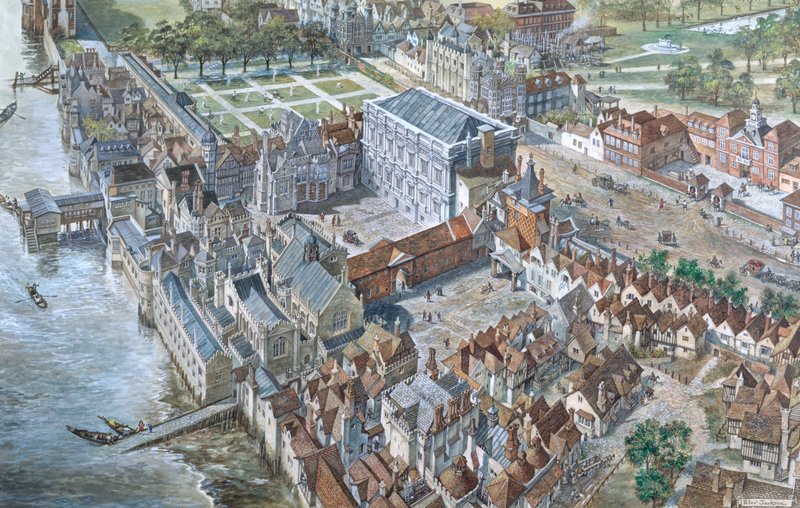 Oud Londen gereconstrueerd: Het Paleis van Whitehall rond 1680 door Peter Jackson