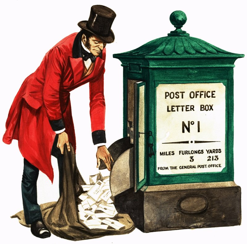 Er was eens... communicatie honderd jaar geleden. Een Victoriaanse postbode en brievenbus door Peter Jackson
