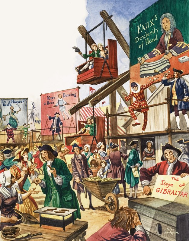 Het Wonderbaarlijke Verhaal van Groot-Brittannië: Kermissen en Plezier voor het Volk. Bartholomew Fair door Peter Jackson