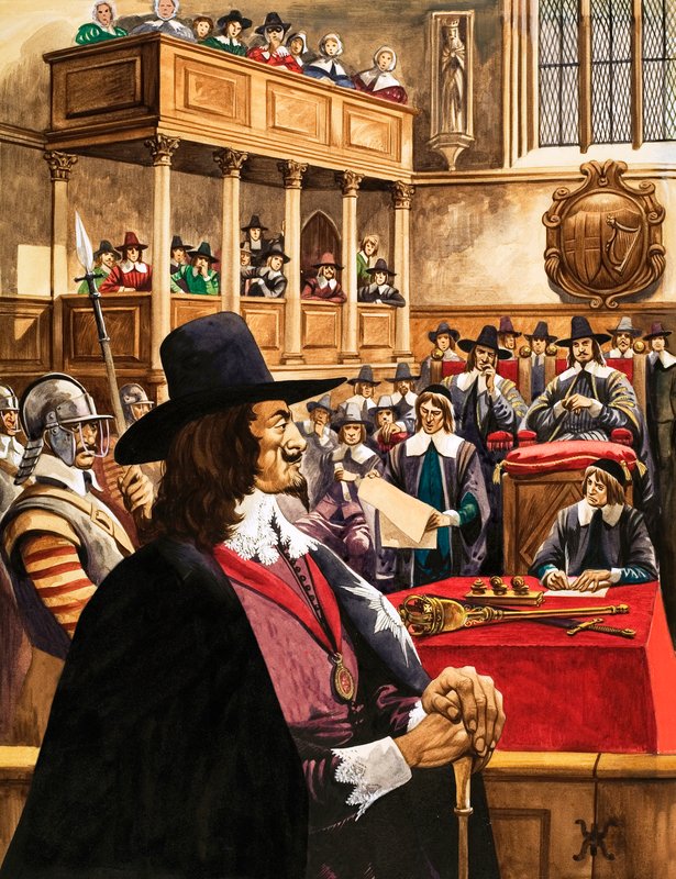 Het proces van koning Karel de Eerste in Westminster Hall door Peter Jackson