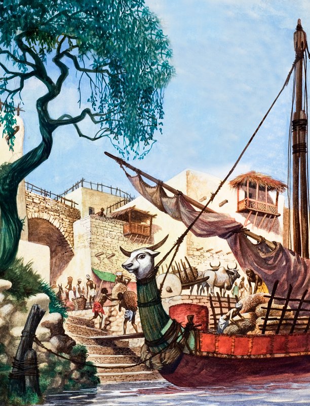 Het lossen van een handelsboot door Peter Jackson