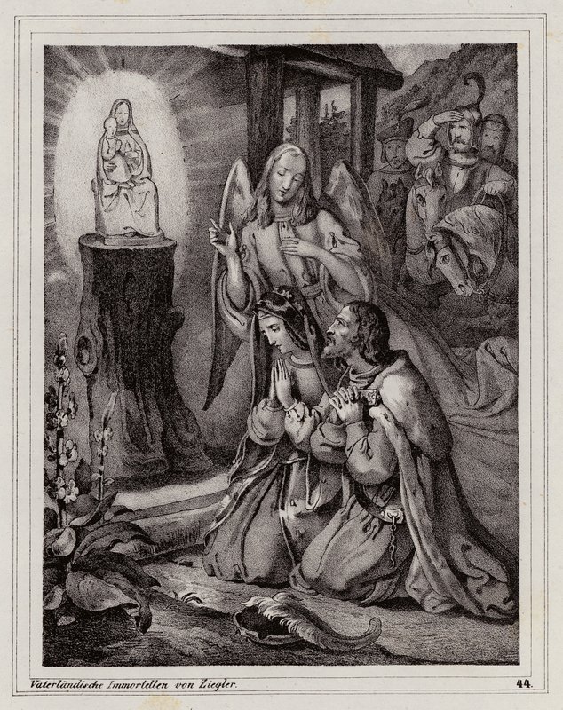 Bedevaart van Vladislaus Hendrik van Moravië en zijn vrouw naar het heiligdom van Mariazell door Peter Johann Nepomuk Geiger