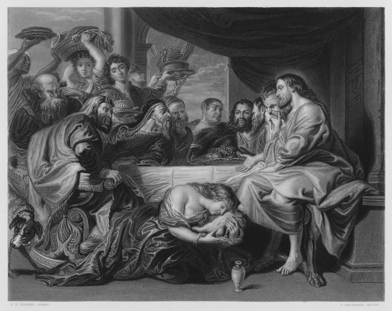 Maria Zalfde de Voeten van Christus, uit het schilderij in de Koninklijke Collectie door Peter Paul (after) Rubens