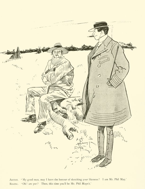 Cartoon door Phil May, uit de jaren 1890 door Phil May