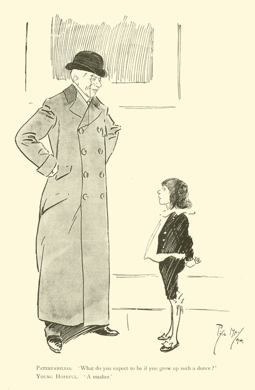 Cartoon door Phil May, uit de jaren 1890 door Phil May