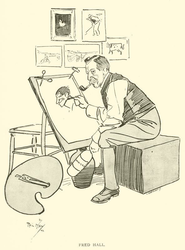 Cartoon door Phil May, uit de jaren 1890 (litho) door Phil May