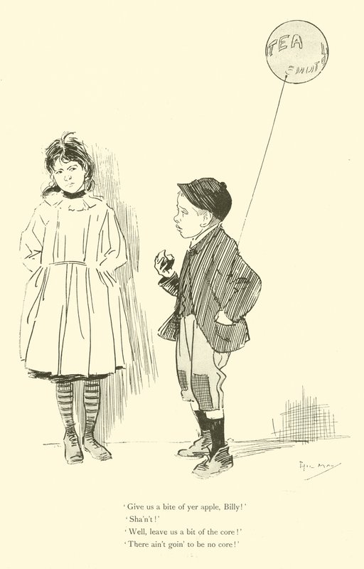 Cartoon door Phil May, uit de jaren 1890 door Phil May