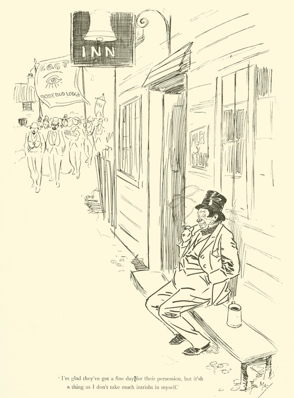 Cartoon door Phil May, uit de jaren 1890 door Phil May