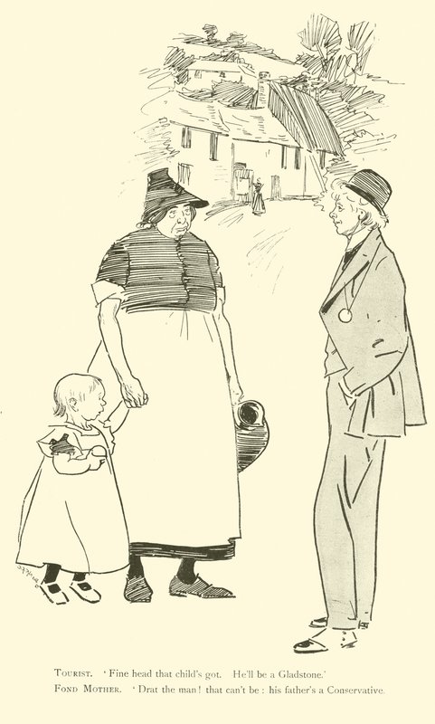Cartoon door Phil May, uit de jaren 1890 door Phil May