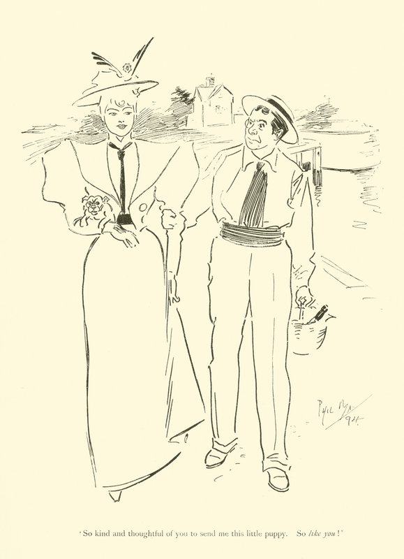 Cartoon door Phil May, uit de jaren 1890 door Phil May