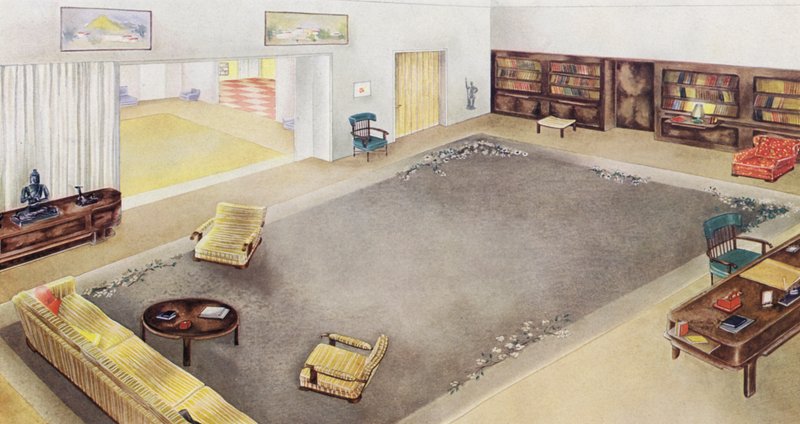 Interieurs uit de jaren 1930: Woonkamer en studeerkamer door Philip Alexius de (after) Laszlo
