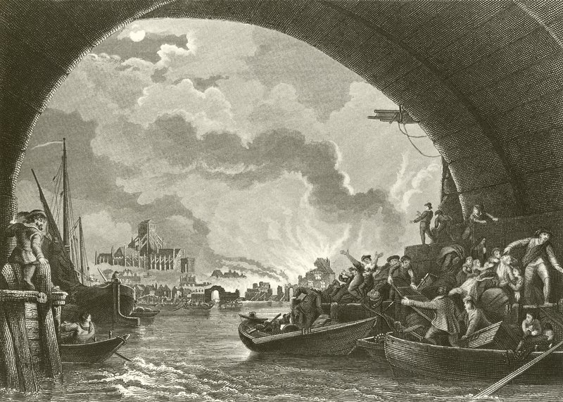 De Grote Brand van Londen door Philippe Jacques de Loutherbourg