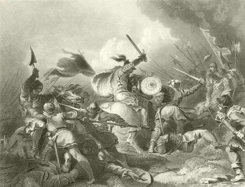 De slag bij Hastings door Philippe Jacques de Loutherbourg