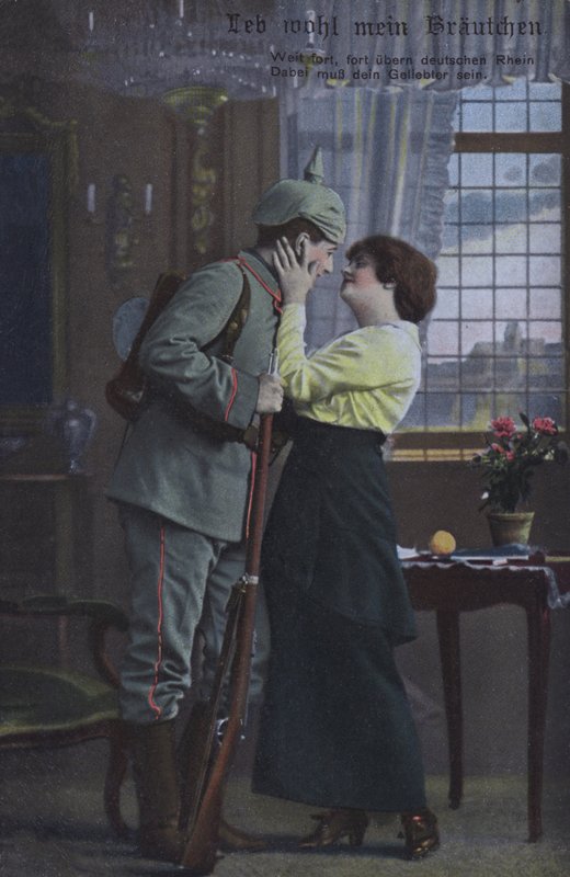 Duitse soldaat neemt afscheid van zijn vrouw voordat hij naar de oorlog vertrekt door Photographer German