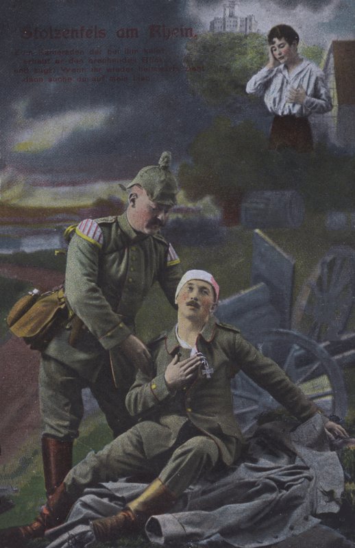 Kasteel Stolzenfels aan de Rijn, Duitse patriottische militaire ansichtkaart door Photographer German