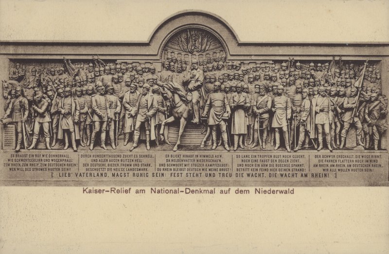 De Keizer, reliëf op het Nationaldenkmal, monument ter herdenking van de eenwording van Duitsland, Rüdesheim am Rhein, Hessen door Photographer German