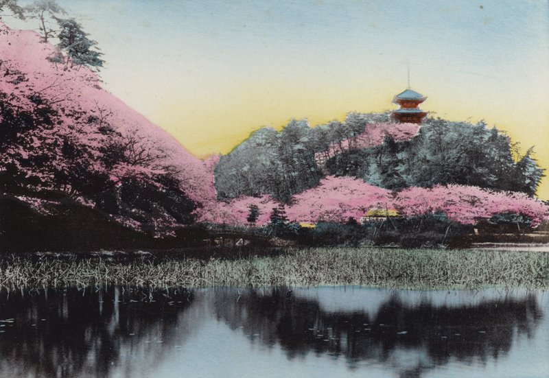 Japan, ca. 1912: Sankeiyen, de privé-tuin van meneer Hara, Honmoku, Yokohama door Photographer Japanese