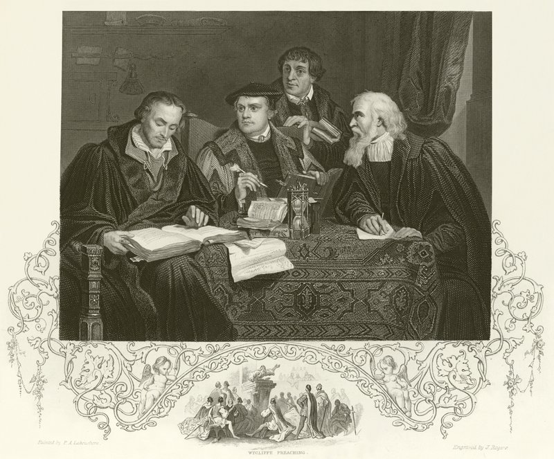 Luther, Melanchthon, Pomeranus en Cruciger door Pierre Antoine Labouchere