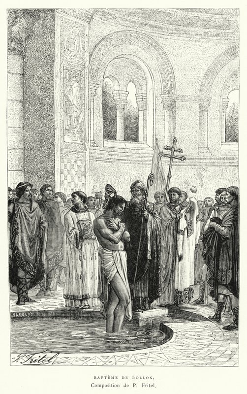 Doop van Rollo (gravure) door Pierre Fritel