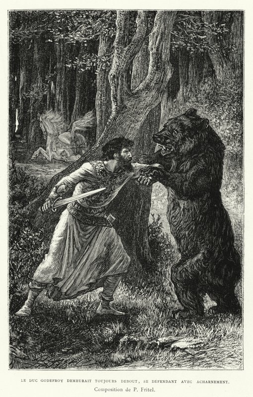 Le Duc Godefroy Demeurait Toujours Debout, Se Defendant Avec Acharnement (gravure) door Pierre Fritel