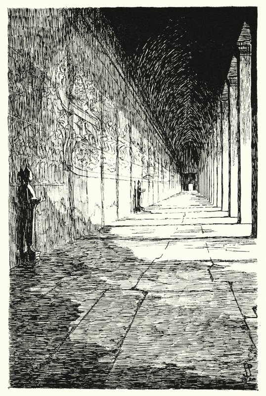 Galerij van de eerste verdieping, Angkor Wat (gravure) door Pierre Jeannerat de Beerski