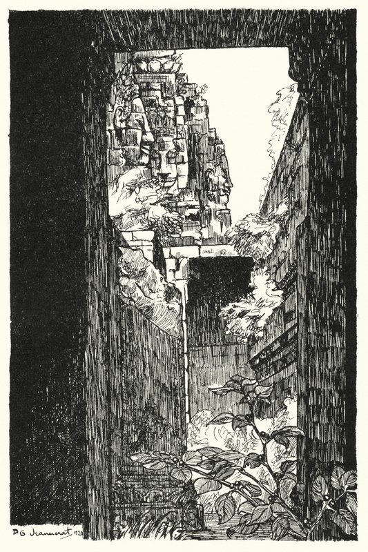 In de Bayon, glimp door een ingestort dak door Pierre Jeannerat de Beerski