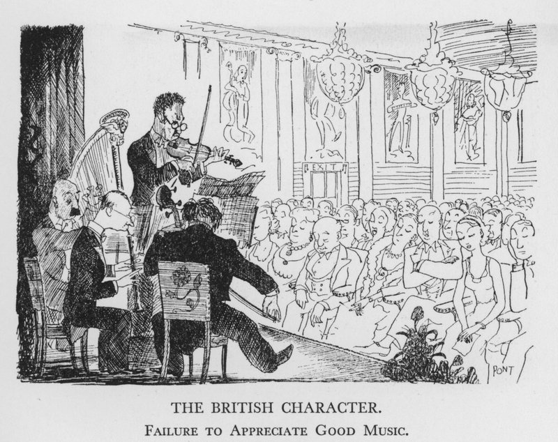 Het Britse karakter, onvermogen om goede muziek te waarderen door Pont
