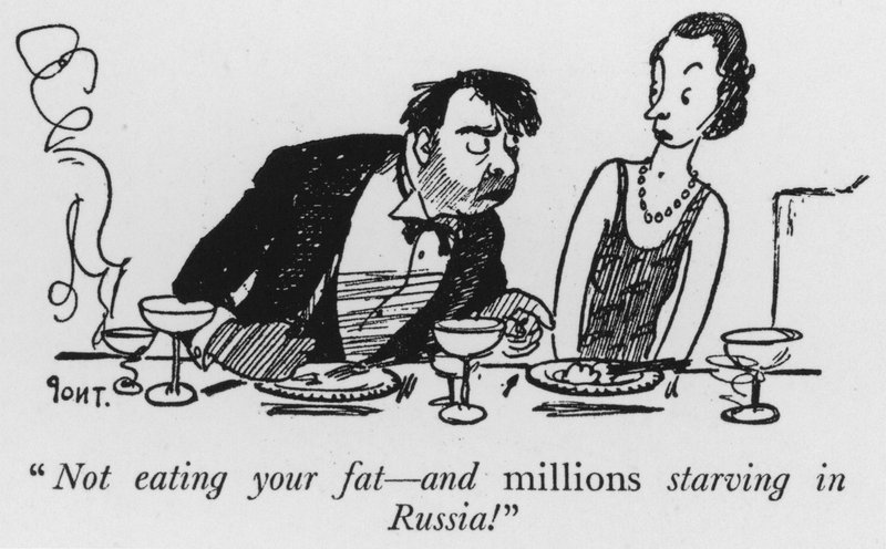 "Je eet je vet niet op, terwijl miljoenen in Rusland verhongeren!" door Pont