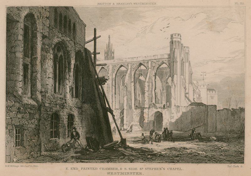 Oostkant van de geschilderde kamer en zuidkant van de St. Stephen