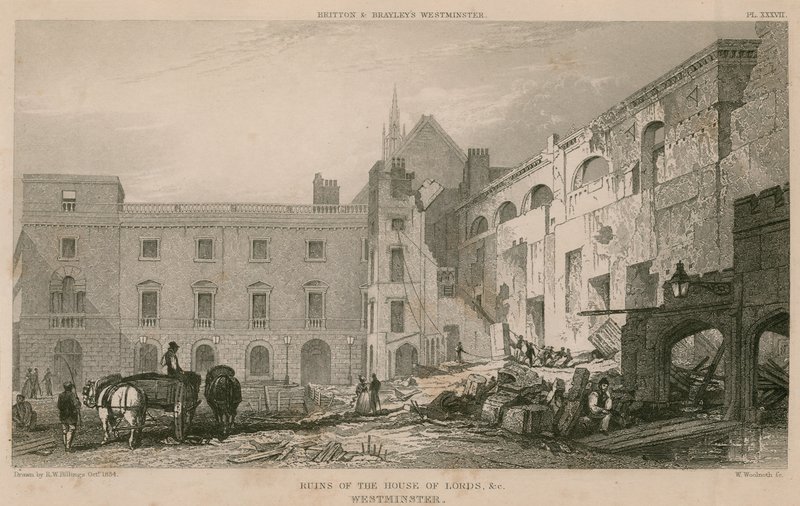Ruïnes van het Hogerhuis, Westminster door R. W. Billings