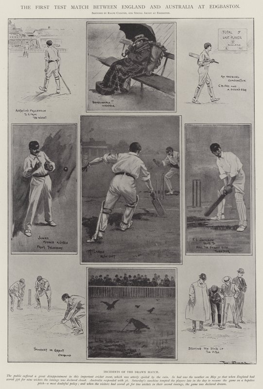 De eerste testwedstrijd tussen Engeland en Australië in Edgbaston door Ralph Cleaver