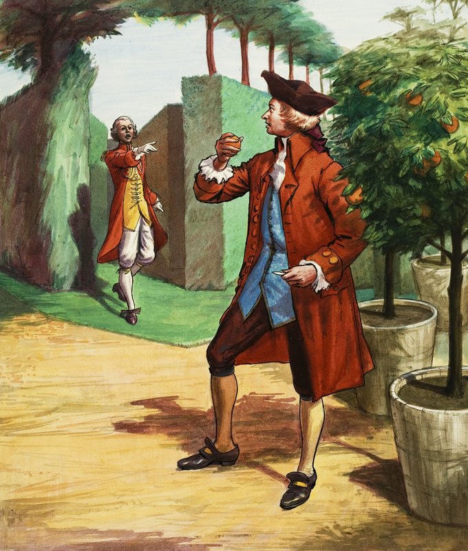 Mozart die een sinaasappel eet. door Ralph Bruce