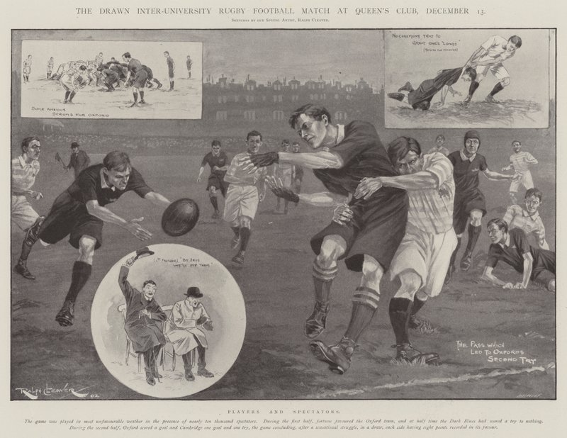 De gelijkspel interuniversitaire rugbywedstrijd in Queen