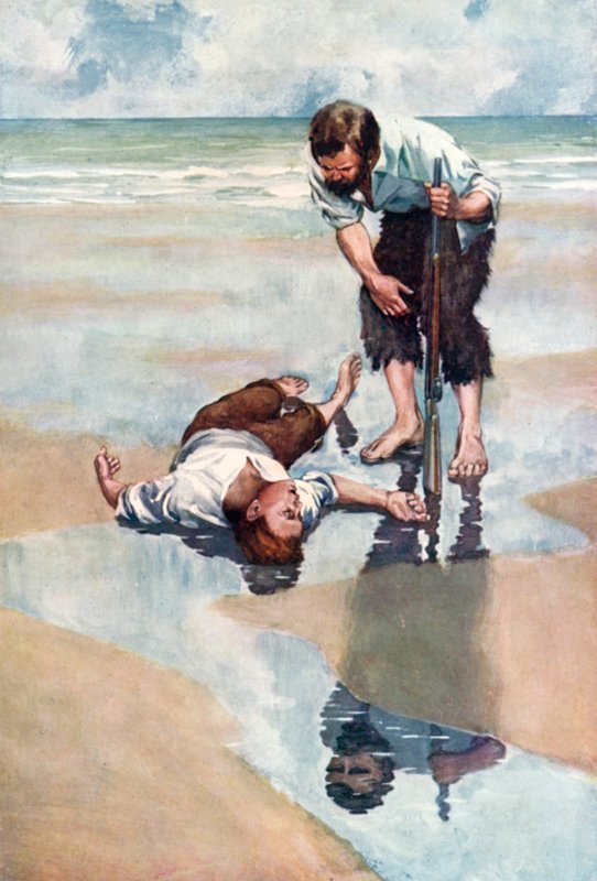 Illustratie voor Robinson Crusoe door Daniel Defoe door Ralph Noel Pocock