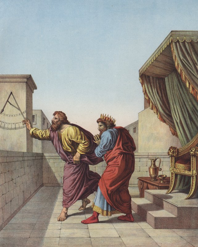 Jesaja informeert koning Hizkia van Juda dat hij nog vijftien jaar zal leven door after Raphael