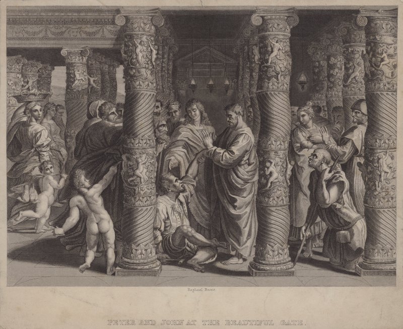 Petrus en Johannes bij de Schone Poort door after Raphael