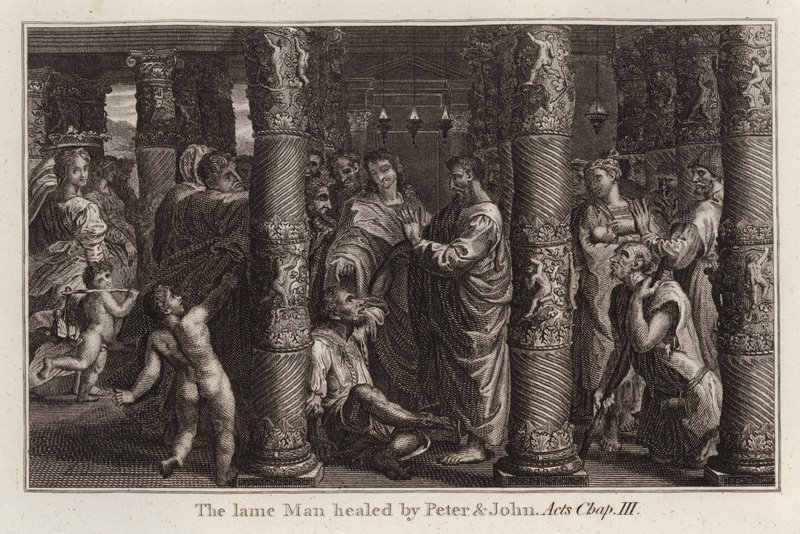 Raphael karton: De lamme man genezen door Petrus en Johannes, Handelingen, Hoofdstuk III door after Raphael