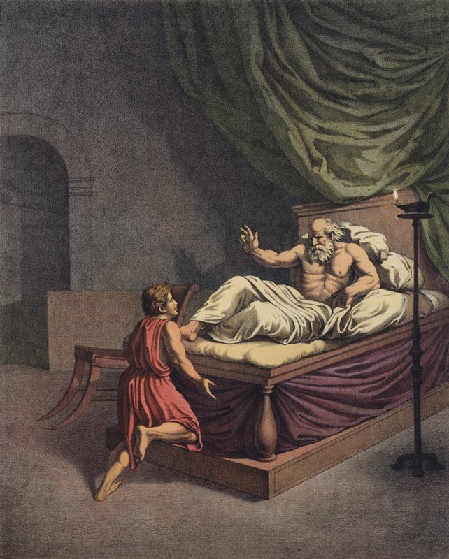 Samuel gaat naar Eli na het horen van een stem die zijn naam roept (kleur litho) door after Raphael