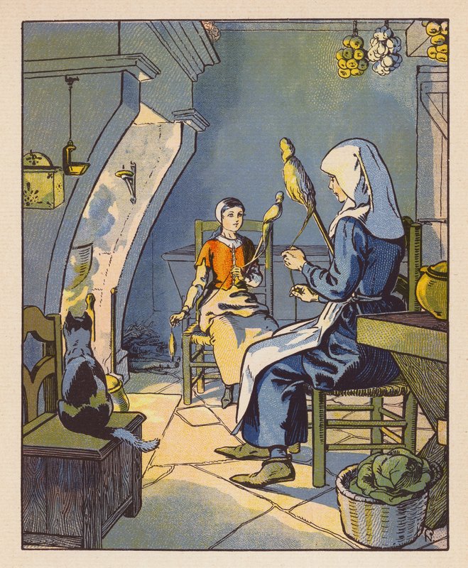 Jeanne A Domremy met haar moeder door Raymond de la Neziere