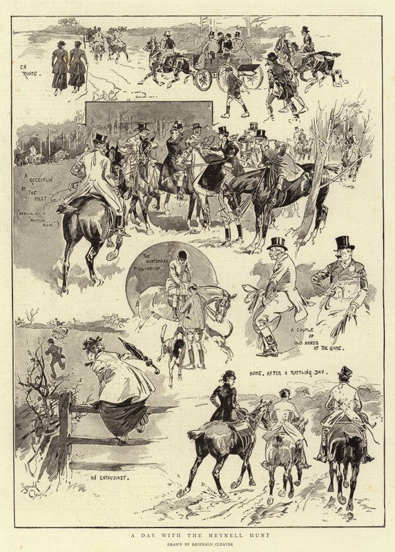 Een dag met de Meynell Hunt (litho) door Reginald Thomas Cleaver