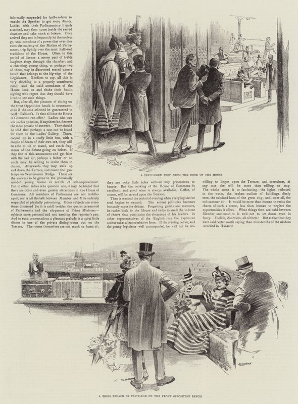 Bezoekster in het Lagerhuis (litho) door Reginald Thomas Cleaver