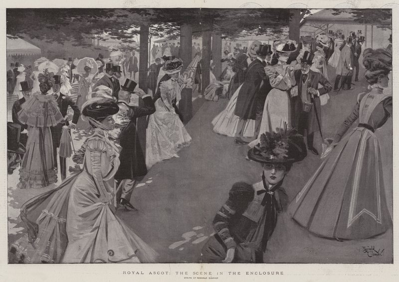 Royal Ascot, de scène in de omheining (litho) door Reginald Thomas Cleaver
