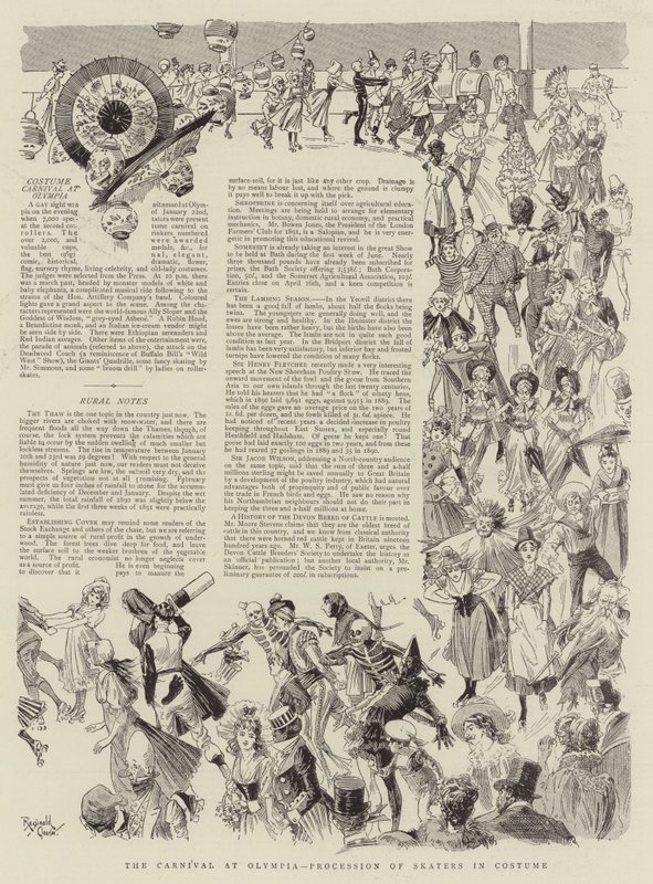 Het carnaval in Olympia, optocht van schaatsers in kostuum (litho) door Reginald Thomas Cleaver