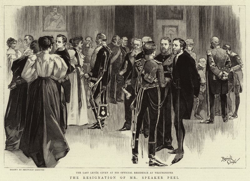 Het aftreden van de heer Peel (gravure) door Reginald Thomas Cleaver