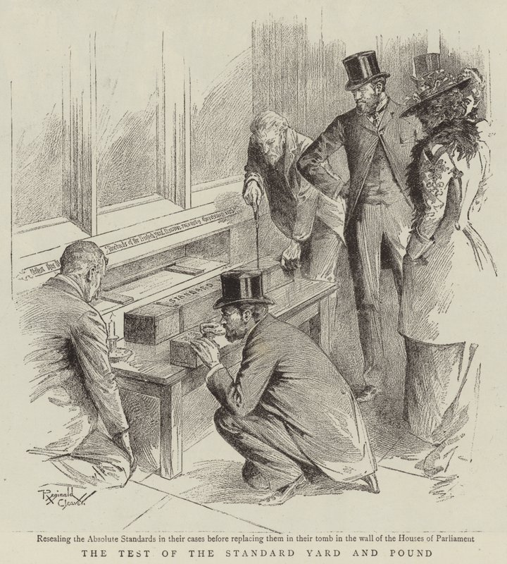 De test van de standaard yard en pond (litho) door Reginald Thomas Cleaver