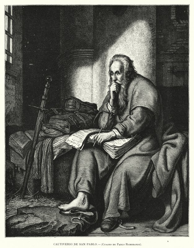 Sint Paulus in de Gevangenis door Rembrandt Harmensz. van Rijn (after)