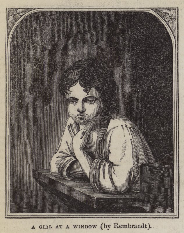 Een Meisje bij een Raam door Rembrandt van Rijn