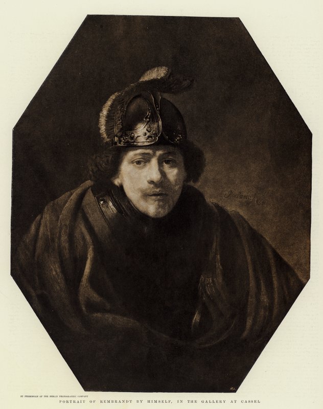 Portret van Rembrandt door hemzelf, in de galerij in Kassel door Rembrandt van Rijn