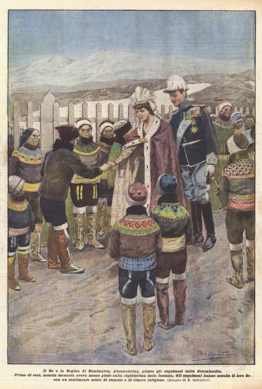 De Koning en Koningin van Denemarken, Alexandrine, naar de Groenlandse Eskimo