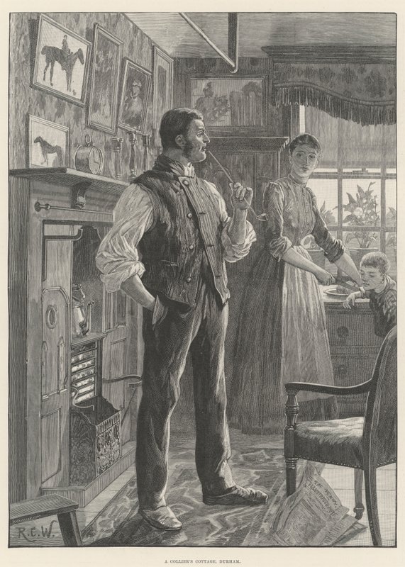 Een mijnwerkershuisje, Durham door Richard Caton Woodville junior